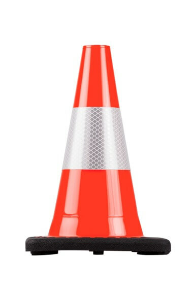 Verkeerskegel PVC, H 30 cm, met witte reflecterende banden