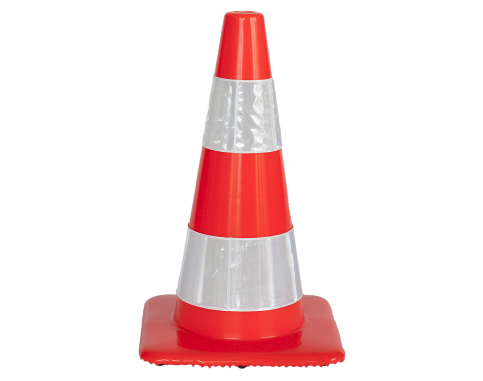 Verkeerskegel soepele PVC oranje met witte banden, H 50 cm