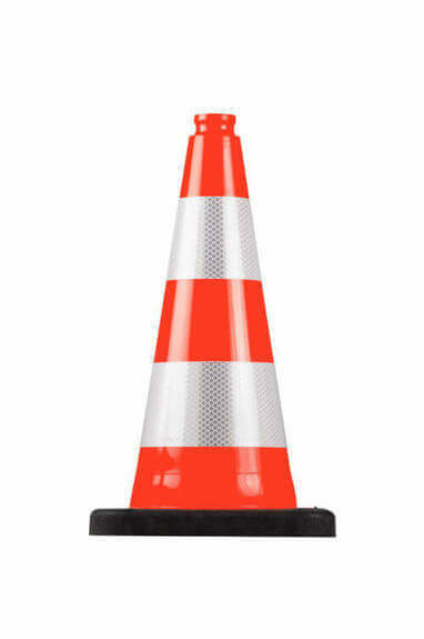 Verkeerskegel PVC, H 50 cm, met witte reflecterende banden