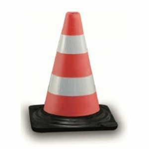 Verkeerskegel oranje rubber H:30cm, volledig refl. folie
