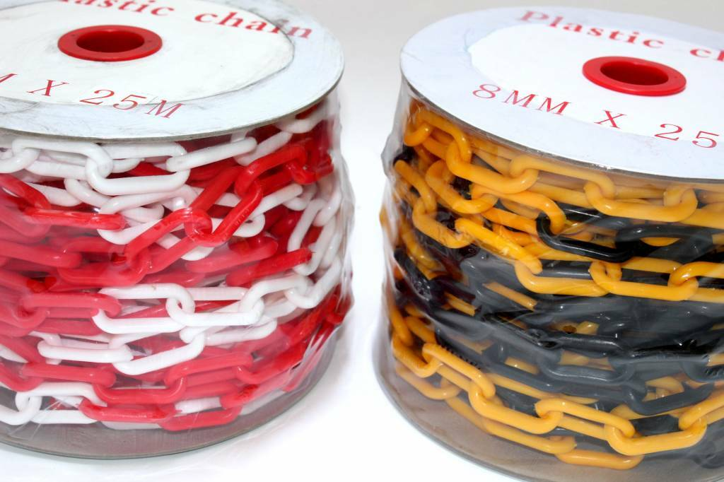 Kunststof ketting rood/wit - 6 mm - 25 m