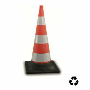 Verkeerskegel oranje rubber H:75cm, volledig refl. folie